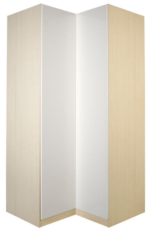 designer Corner Wardrobe Maple and White Gloss