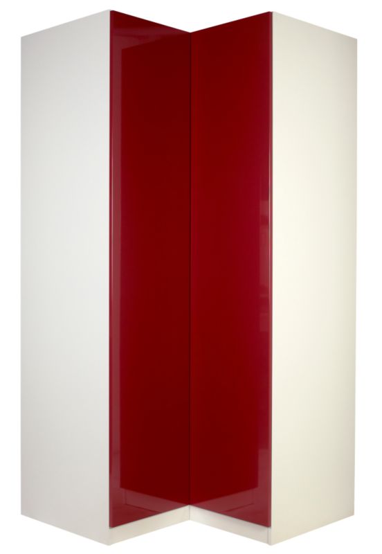 designer Corner Wardrobe White and Burgundy Gloss