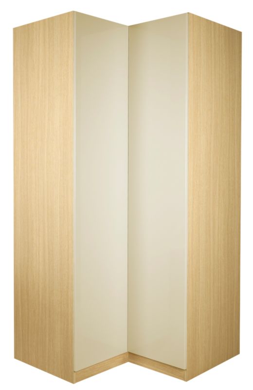 designer Corner Wardrobe Ferrara Oak and Vanilla Gloss