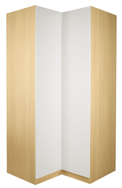 designer Corner Wardrobe Ferrara Oak and White Gloss