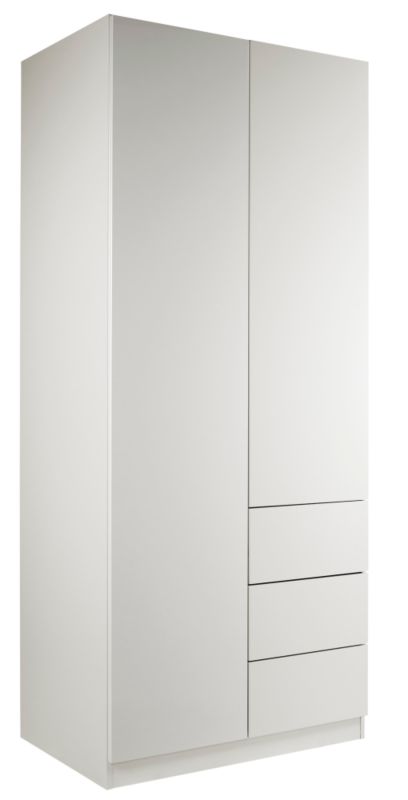 designer High Gloss Double Combi Wardrobe White and White Gloss