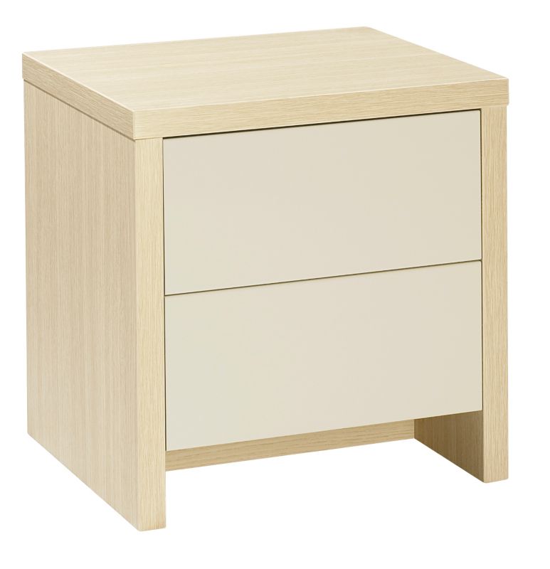 designer 2 Drawer Bedside Cabinet Maple and Vanilla Gloss