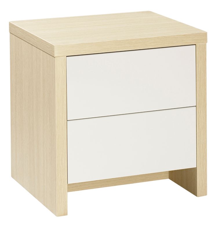 designer 2 Drawer Bedside Cabinet Maple and White Gloss