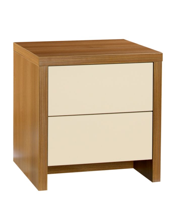 designer 2 Drawer Bedside Cabinet Walnut and Vanilla Gloss