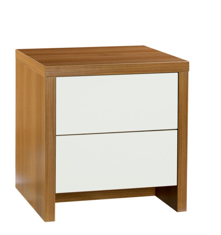 designer 2 Drawer Bedside Cabinet Walnut and White Gloss