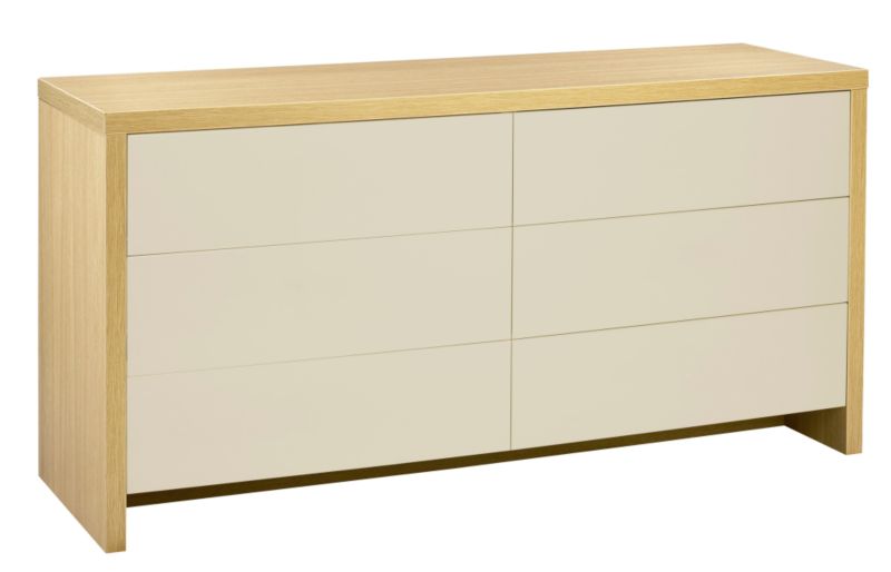 3 + 3 Drawer Chest Ferrara Oak and Vanilla Gloss