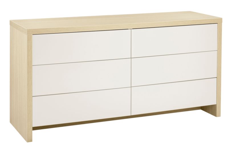 3 + 3 Drawer Chest Maple and White Gloss