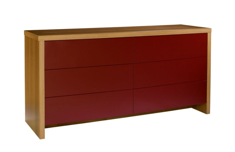 designer 3   3 Drawer Chest Walnut and Burgundy Gloss