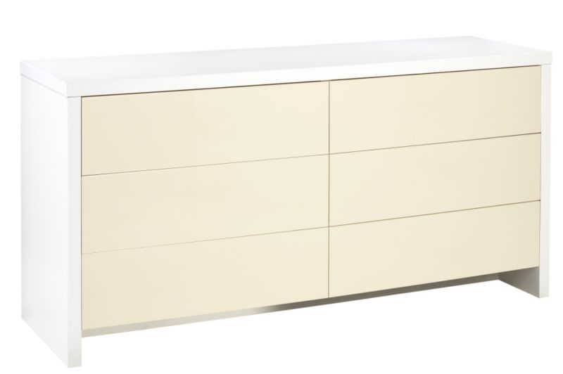 3 + 3 Drawer Chest White and Vanilla Gloss