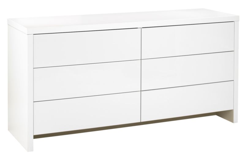 3 + 3 Drawer Chest White and White Gloss