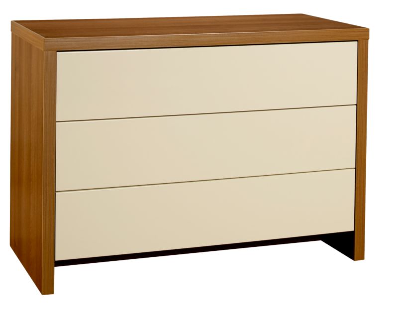 designer Wide 3 Drawer Chest Walnut and Vanilla Gloss