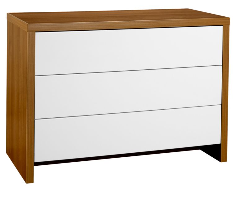 designer Wide 3 Drawer Chest Walnut and White Gloss