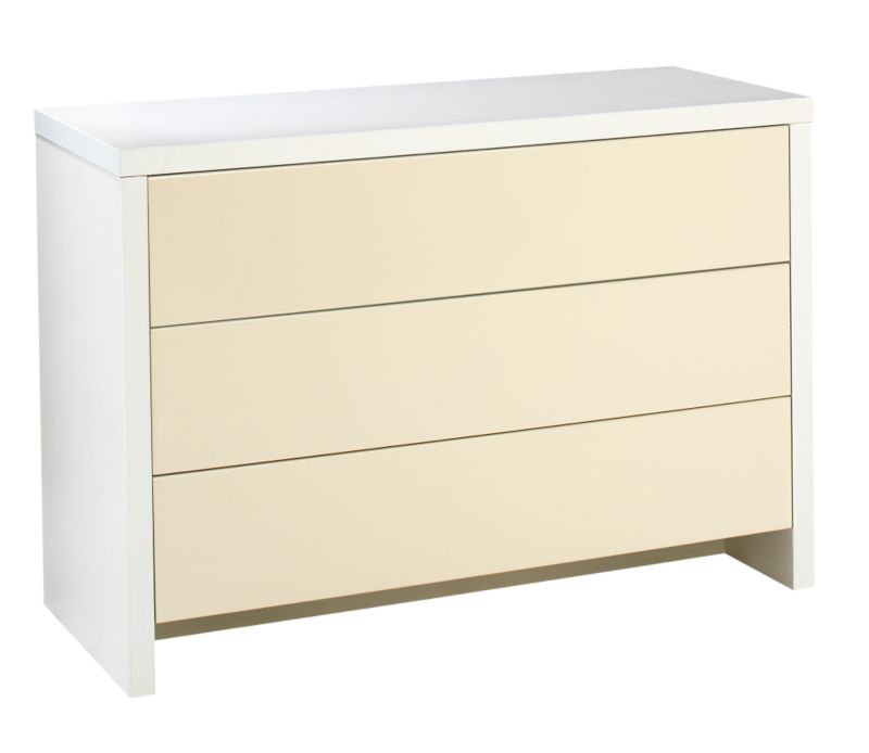 designer Wide 3 Drawer Chest White and Vanilla Gloss