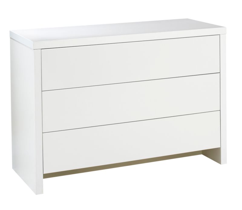 Wide 3 Drawer Chest White and White Gloss