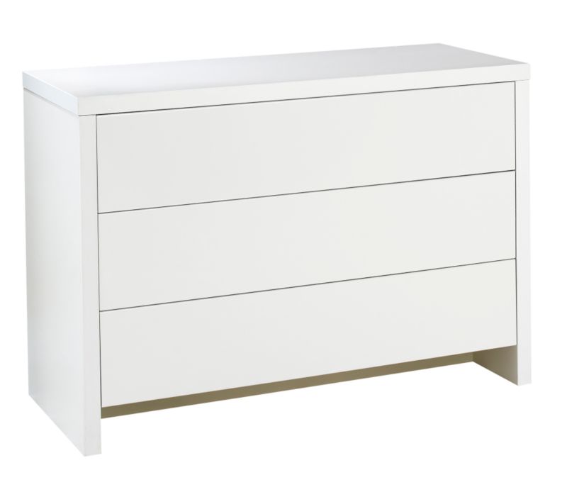 designer Wide 3 Drawer Chest White and White Gloss