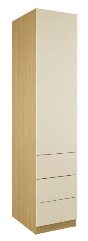 designer High Gloss Single Combi Wardrobe Ferrara Oak and Vanilla Gloss