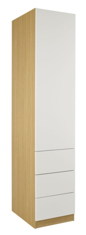 High Gloss Single Combi Wardrobe Ferrara Oak and White Gloss