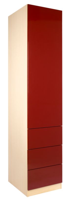 designer High Gloss Single Combi Wardrobe Maple and Burgundy Gloss