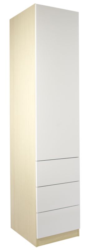 designer High Gloss Single Combi Wardrobe Maple and White Gloss