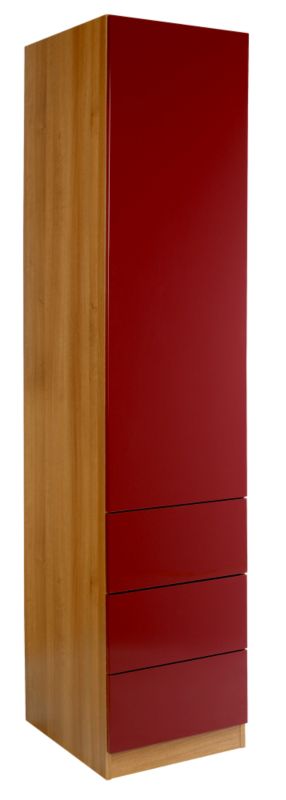 designer High Gloss Single Combi Wardrobe Walnut and Burgundy Gloss