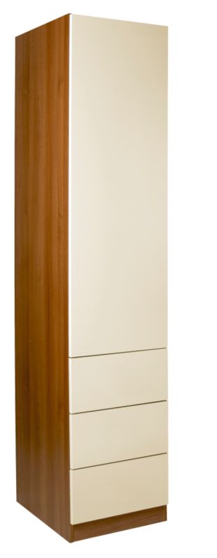 designer High Gloss Single Combi Wardrobe Walnut and Vanilla Gloss