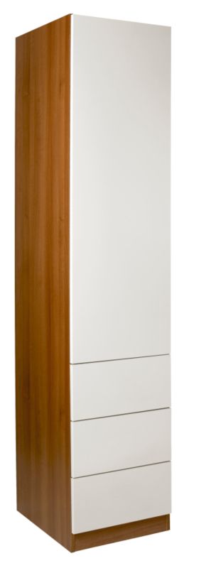 designer High Gloss Single Combi Wardrobe Walnut and White Gloss