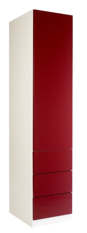 designer High Gloss Single Combi Wardrobe White and Burgundy Gloss