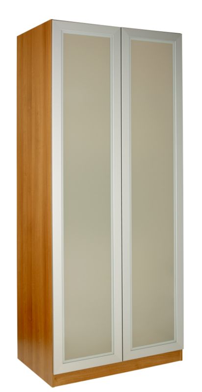 accent Double Wardrobe Walnut With Glass Door