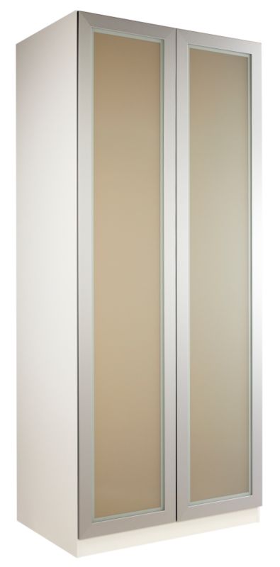 Double Wardrobe White With Glass Door