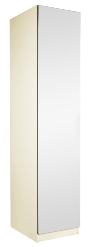 Single Wardrobe Cream With Mirror Door