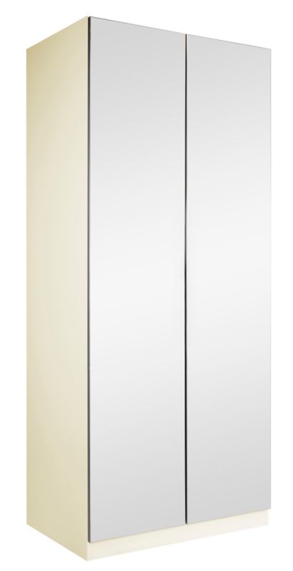 accent Double Wardrobe Cream With Mirror Door