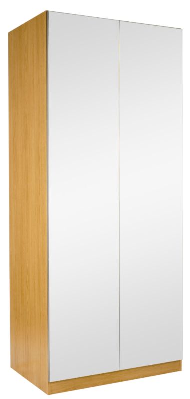 accent Double Wardrobe Oak With Mirror Door