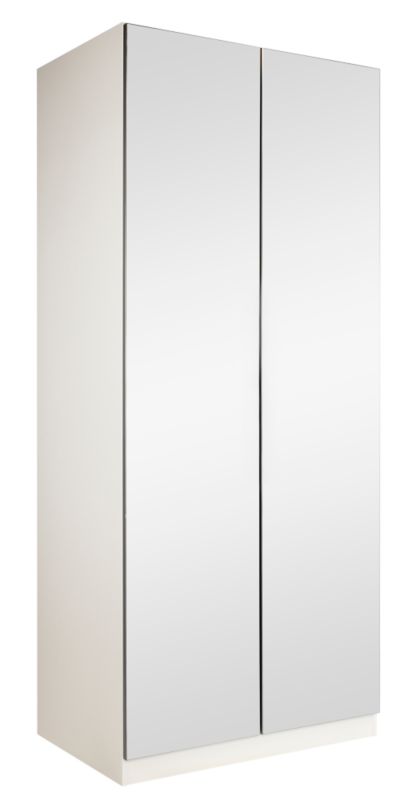 Double Wardrobe White With Mirror Door