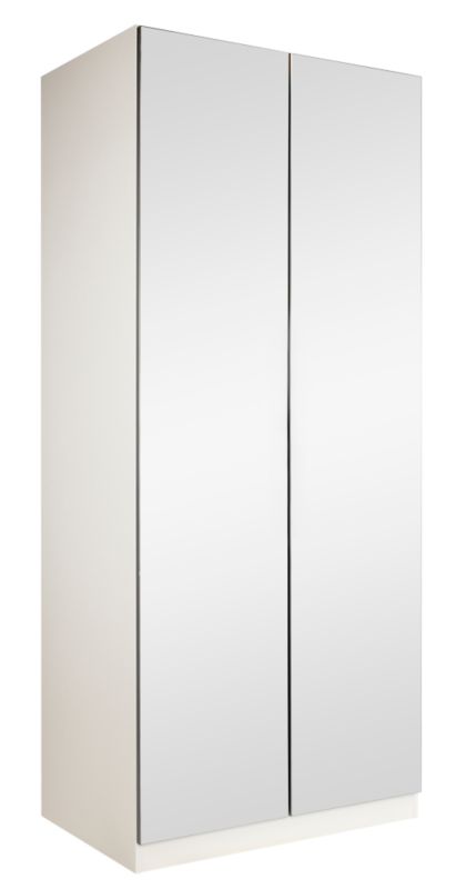 accent Double Wardrobe White With Mirror Door