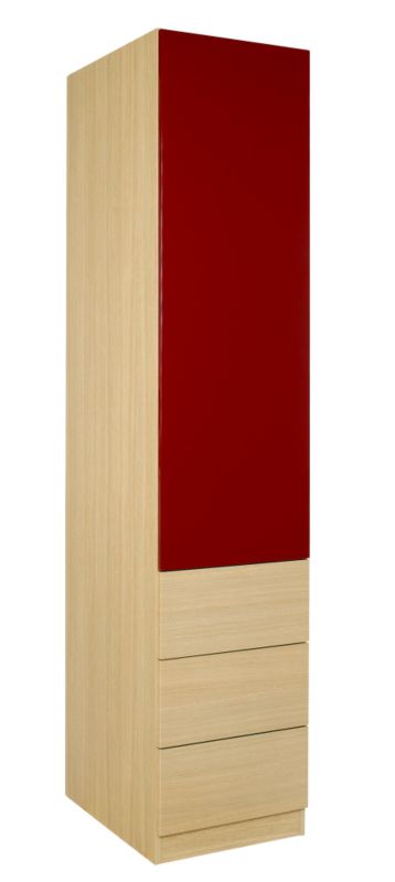 designer Single Combi Wardrobe Ferrara Oak and Burgundy Gloss