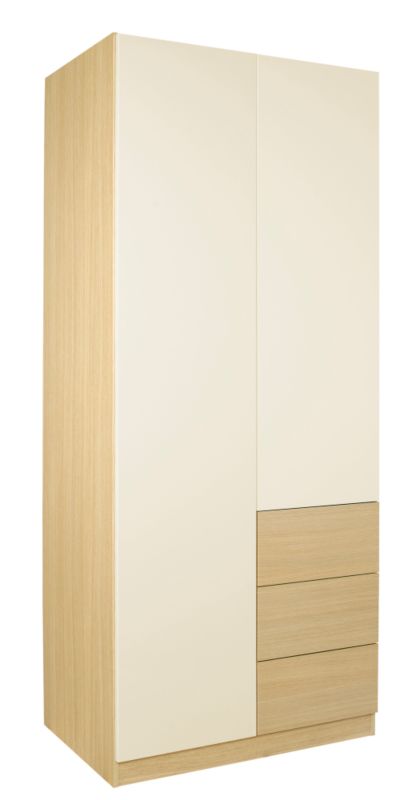 designer Double Combi Wardrobe Ferrara Oak and Vanilla Gloss