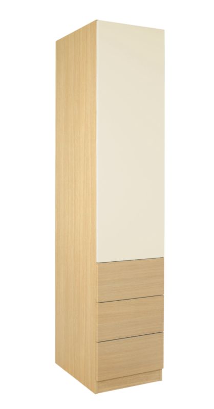 designer Single Combi Wardrobe Ferrara Oak and Vanilla Gloss