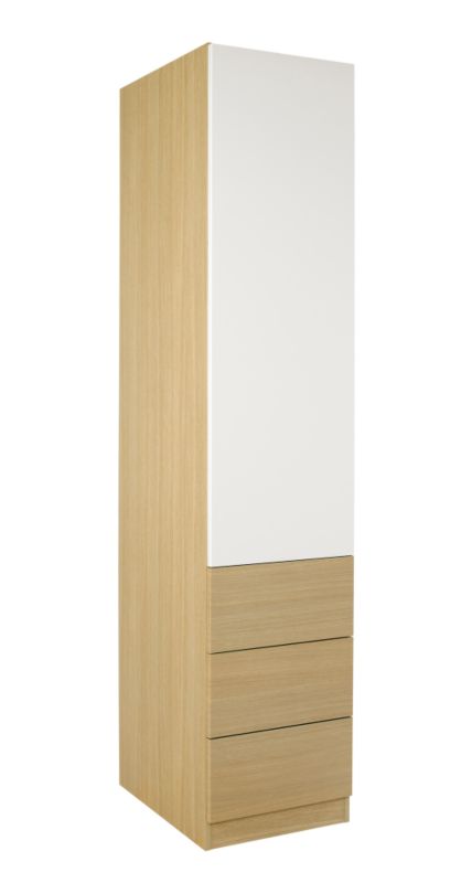 designer Single Combi Wardrobe Ferrara Oak and White Gloss