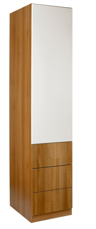 designer Single Combi Wardrobe Walnut and White Gloss