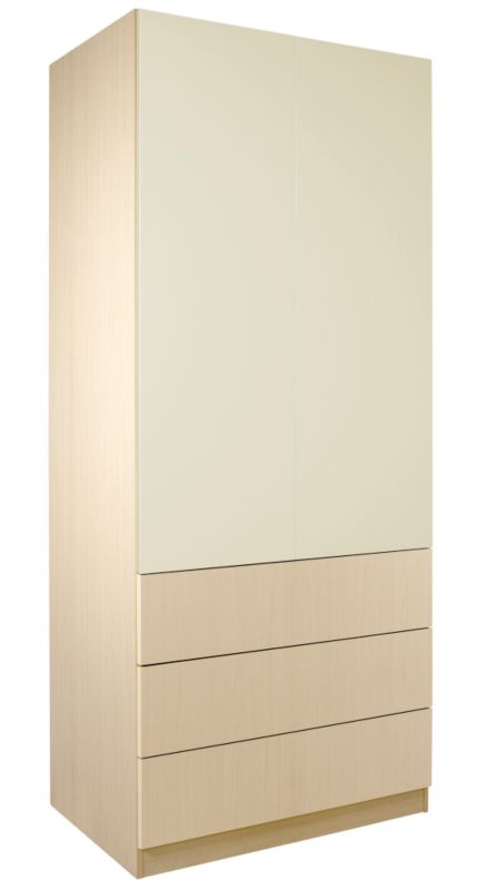 designer 3 Drawer Wardrobe (Contemporary Linen Press) Maple and Vanilla Gloss