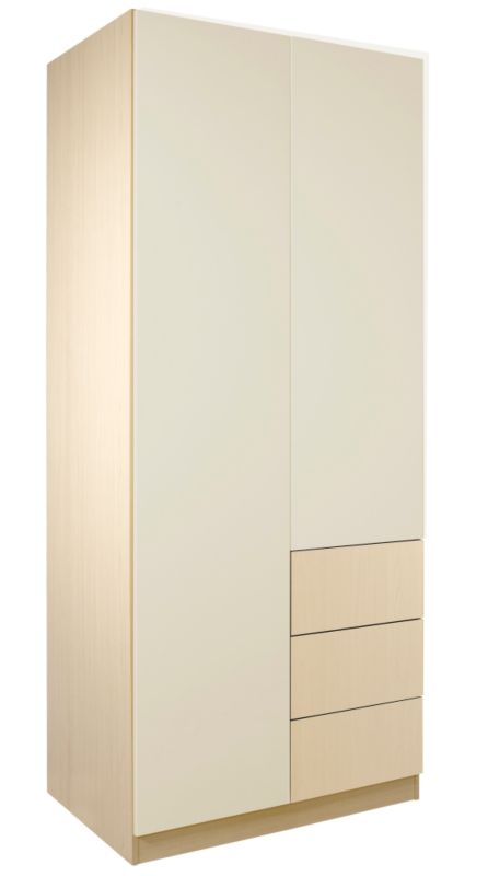 designer Double Combi Wardrobe Maple and Vanilla Gloss