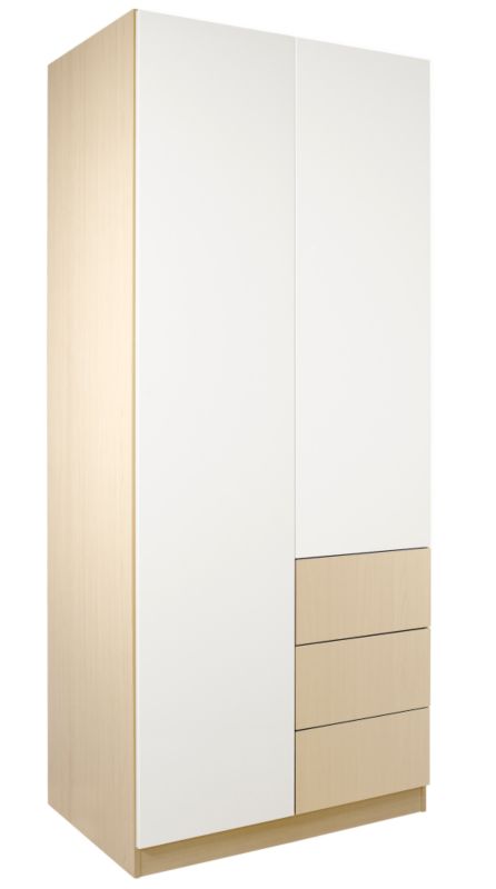 designer Double Combi Wardrobe Maple and White Gloss