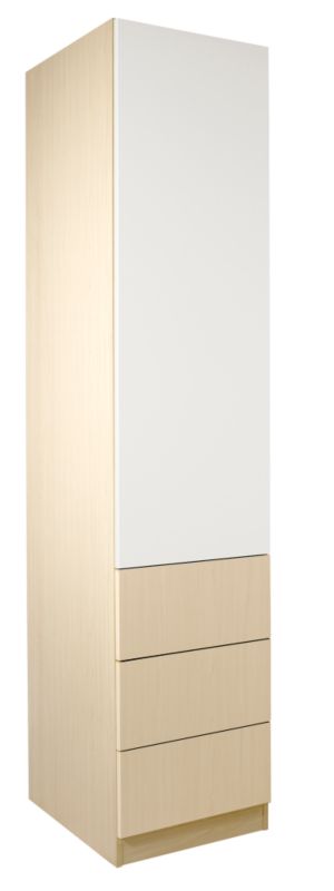 designer Single Combi Wardrobe Maple and White Gloss