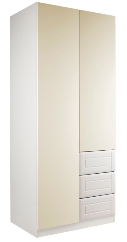 designer Double Combi Wardrobe White and Vanilla Gloss