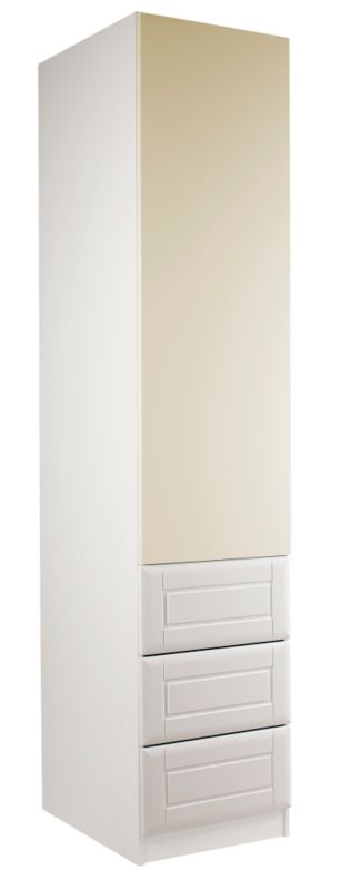 designer Single Combi Wardrobe White and Vanilla Gloss