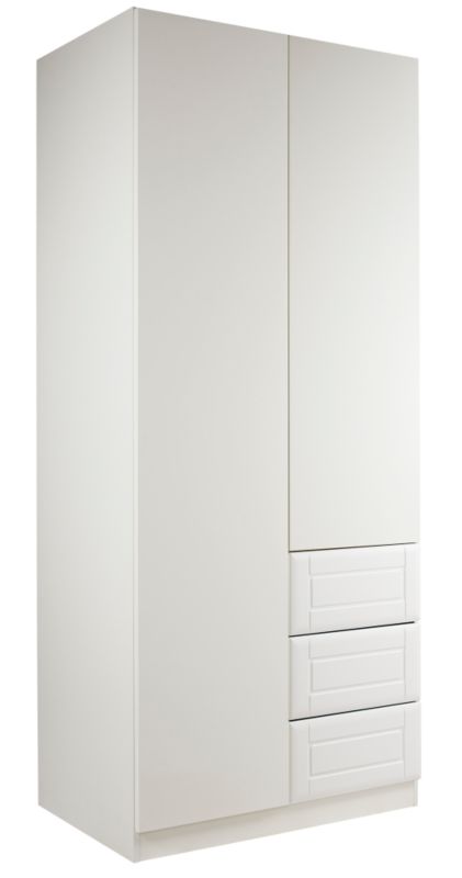 designer Double Combi Wardrobe White and White Gloss