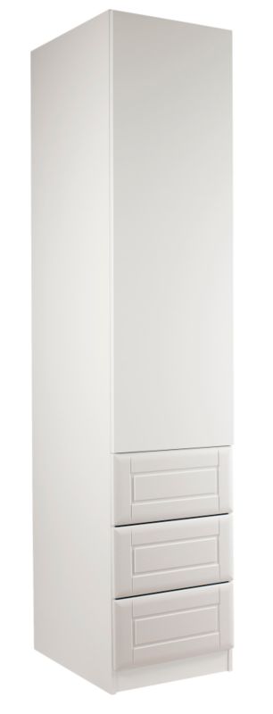 designer Single Combi Wardrobe White and White Gloss