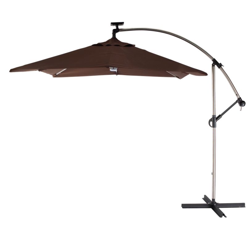 BandQ Peninsula Parasol With Solar Light Brown/Stainless Steel