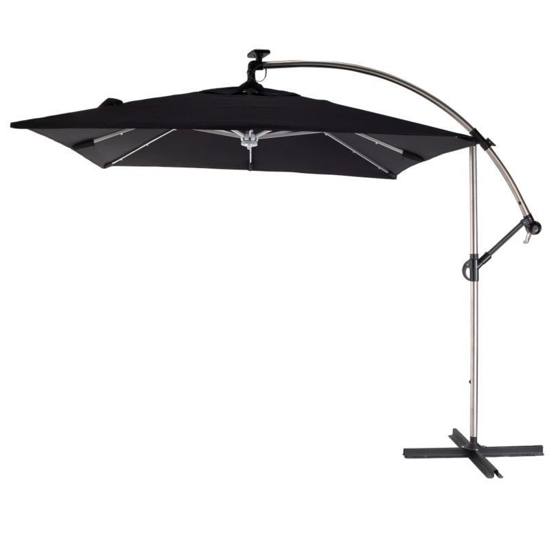 BandQ Soho Over Parasol With Solar Light Black/Stainless Steel