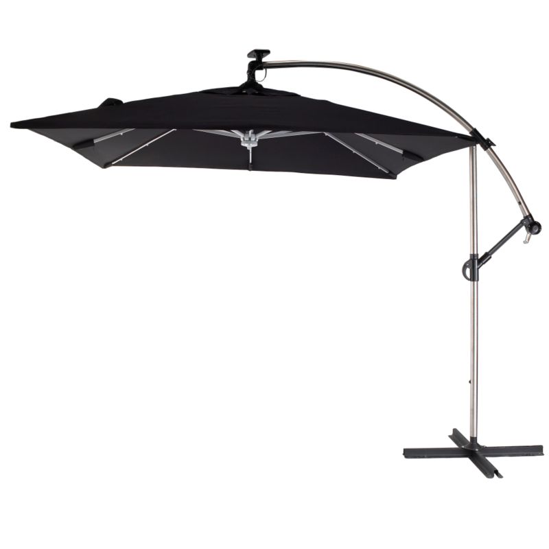 Soho Over Parasol With Solar Light Black/Stainless Steel